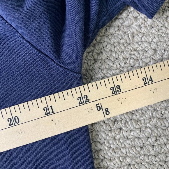 Adidas Mens Hoodie Sweatshirt Blue Long Sleeves Pullover Embroidered Swoosh - Picture 9 of 12